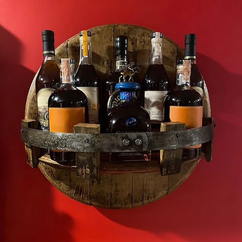 Wooden Whiskey Barrel Storage Rack - Pexav