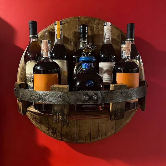 Wooden Whiskey Barrel Storage Rack - Pexav