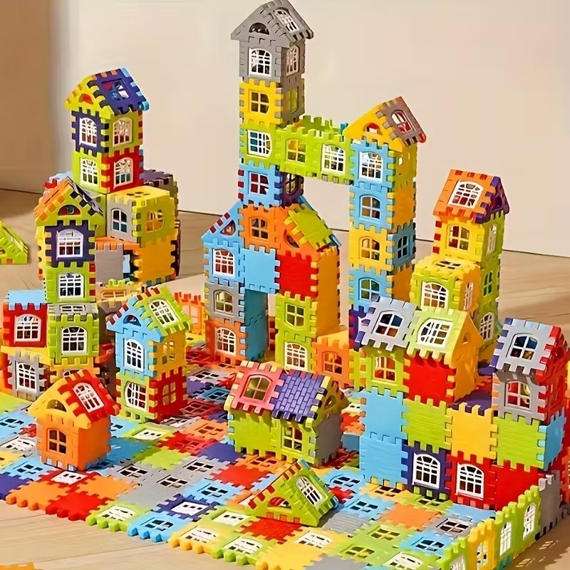 Classic Kids Wooden Block Set, Safe and Fun Building Toys - Pexav