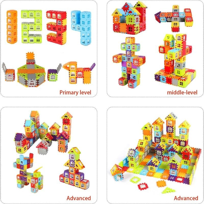 Building Block House with Plastic Block Assembly, Educational Construction Play, Without Batteries, Safe for Ages 3+