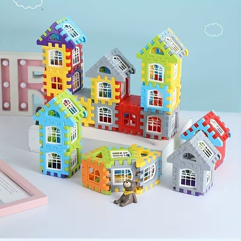 Building Block House with Plastic Block Assembly, Educational Construction Play, Without Batteries, Safe for Ages 3+