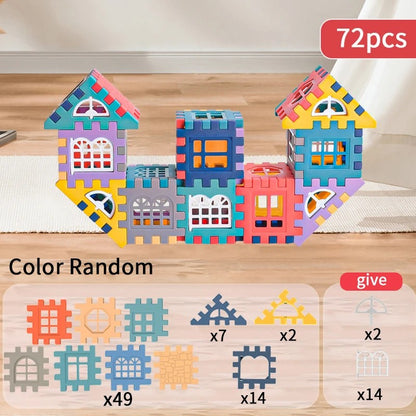 Building Block House with Plastic Block Assembly, Educational Construction Play, Without Batteries, Safe for Ages 3+