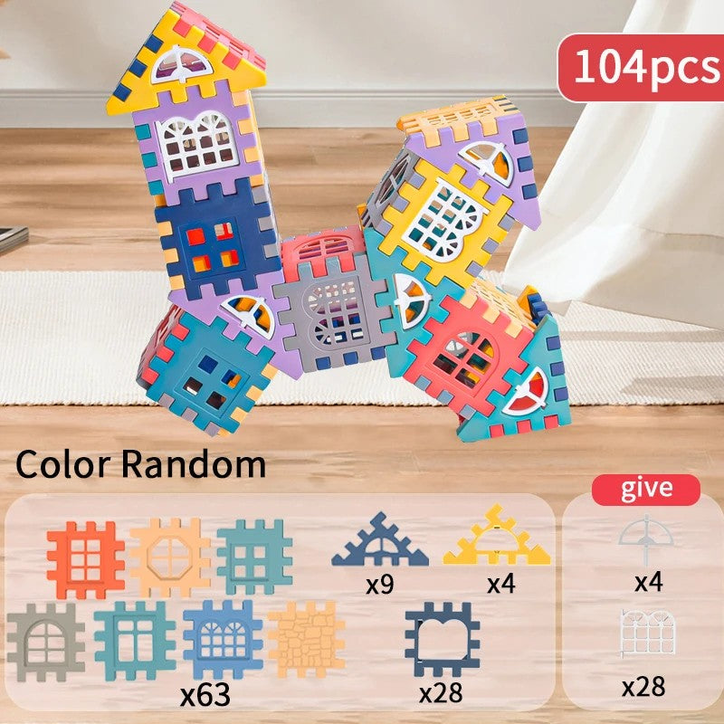 Building Block House with Plastic Block Assembly, Educational Construction Play, Without Batteries, Safe for Ages 3+