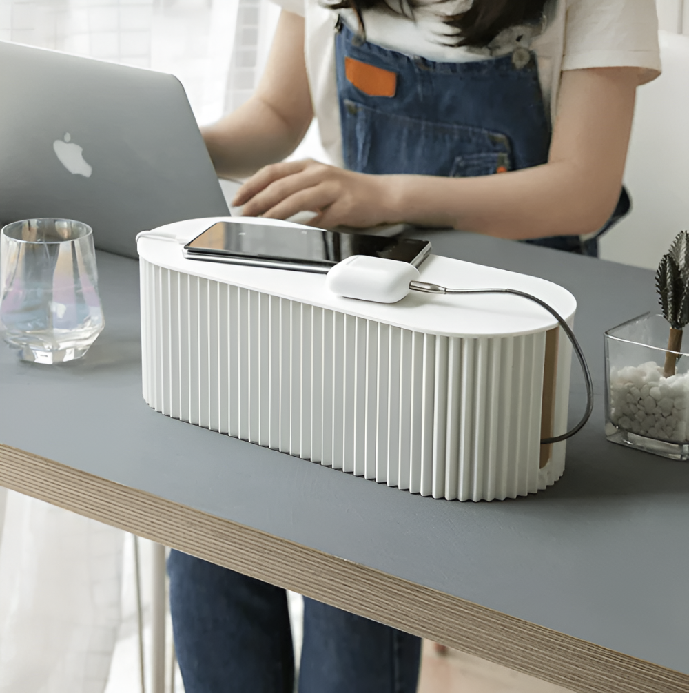 Cable Organization Box for Desk – Minimalist Cable Storage in Soft Macaron Colors – Durable ABS Plastic Cable Holder 2