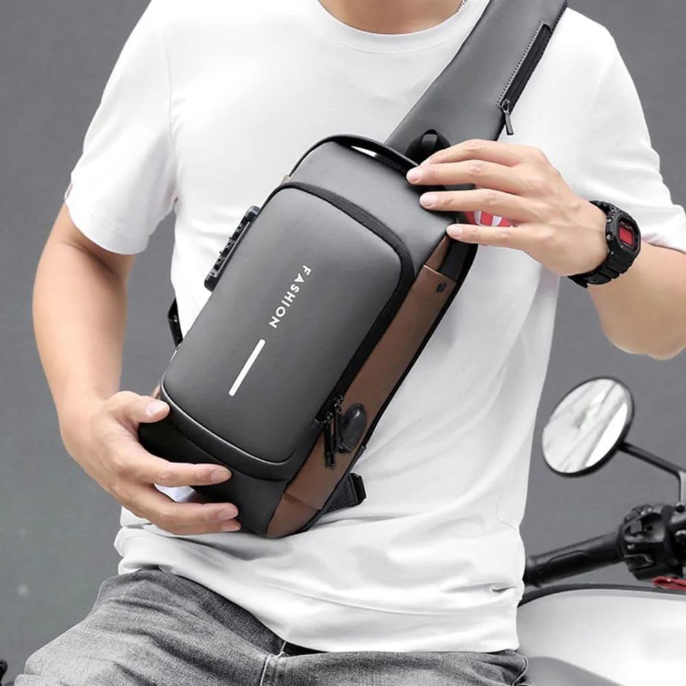 Secure Crossbody Bag for Men with USB Charger Pocket - Pexav