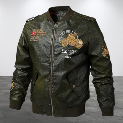 Vintage Style Men's Synthetic Leather Jacket - Pexav