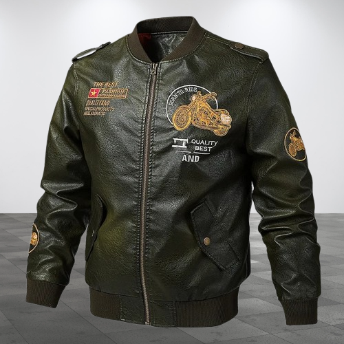 Vintage Style Men's Synthetic Leather Jacket - Pexav