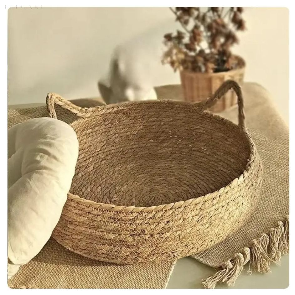 Cozy Woven Pet Bed with Soft Washable Pillow