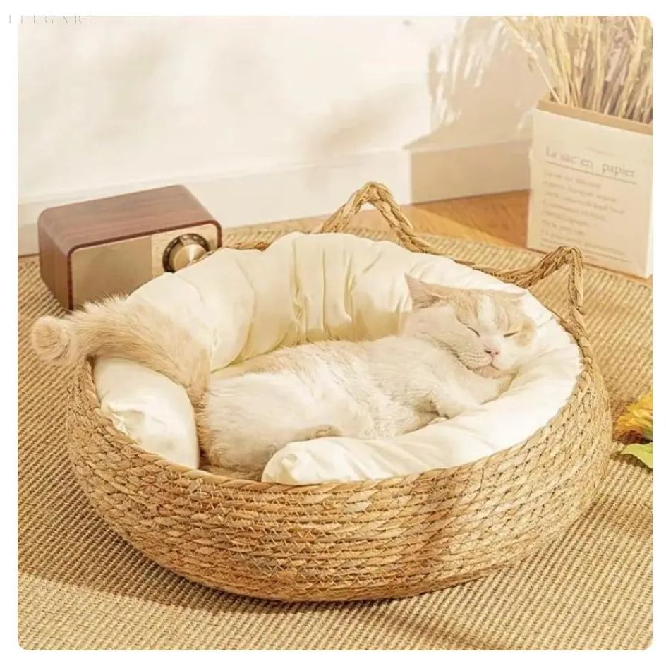 Cozy Woven Pet Bed with Soft Washable Pillow - Pexav