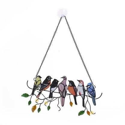 Colorful Acrylic Bird Window Pendant – Stained Glass Effect