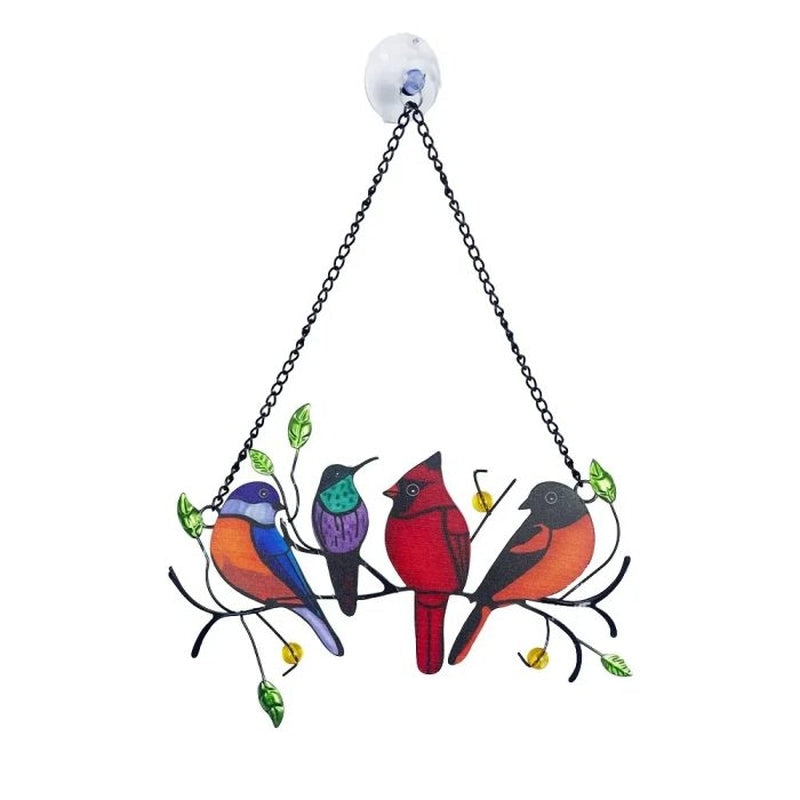 Vibrant Glass Bird Suncatcher Pendant