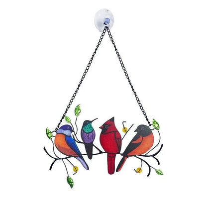Vibrant Glass Bird Suncatcher Pendant
