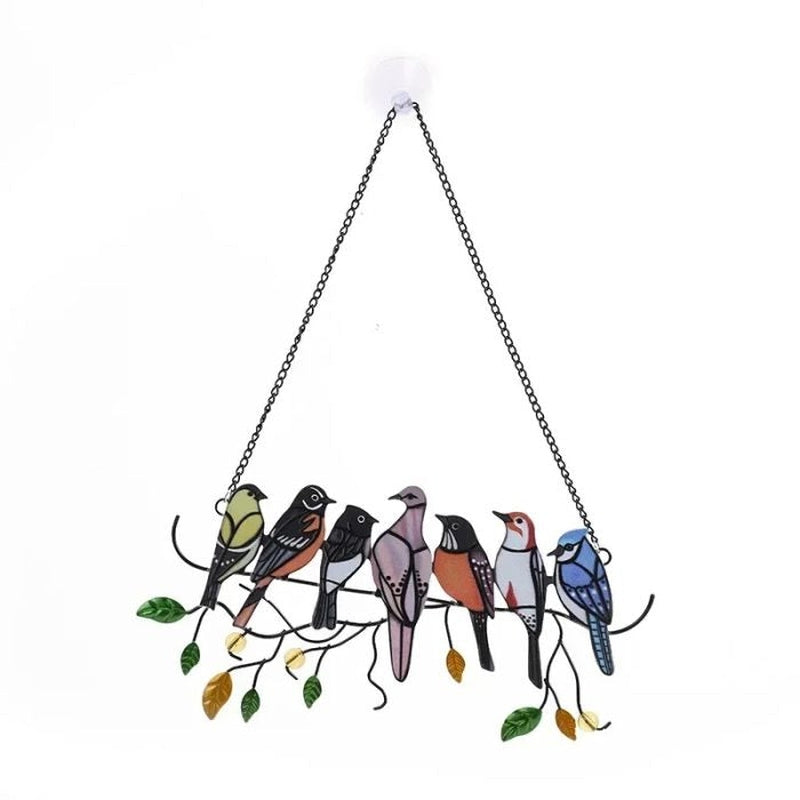 Vibrant Glass Bird Suncatcher Pendant