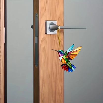 Colorful Hummingbird Suncatcher – Stained Glass Window Decoration for Home and Garden