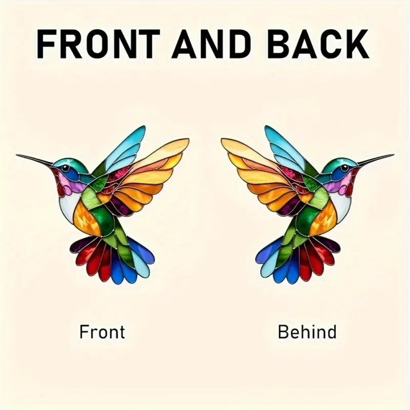 Colorful Hummingbird Suncatcher – Stained Glass Window Decoration for Home and Garden