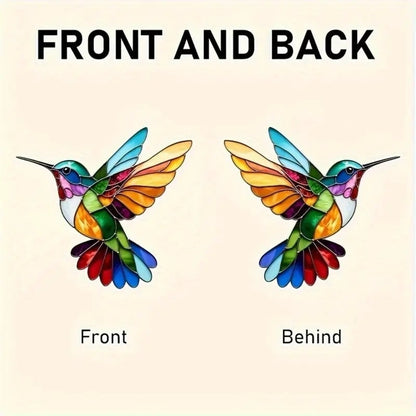 Colorful Hummingbird Suncatcher – Stained Glass Window Decoration for Home and Garden