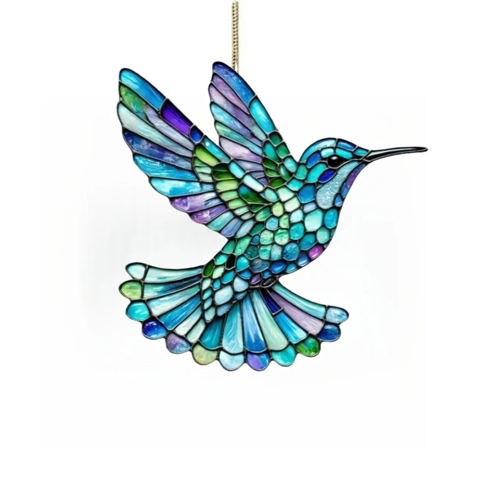 Colorful Hummingbird Suncatcher – Stained Glass Window Decoration for Home and Garden