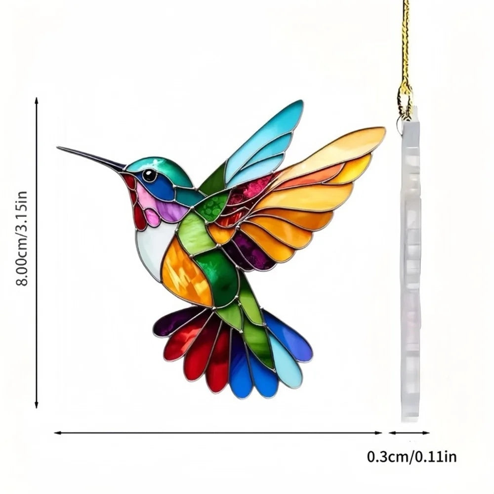 Colorful Hummingbird Suncatcher – Stained Glass Window Decoration for Home and Garden