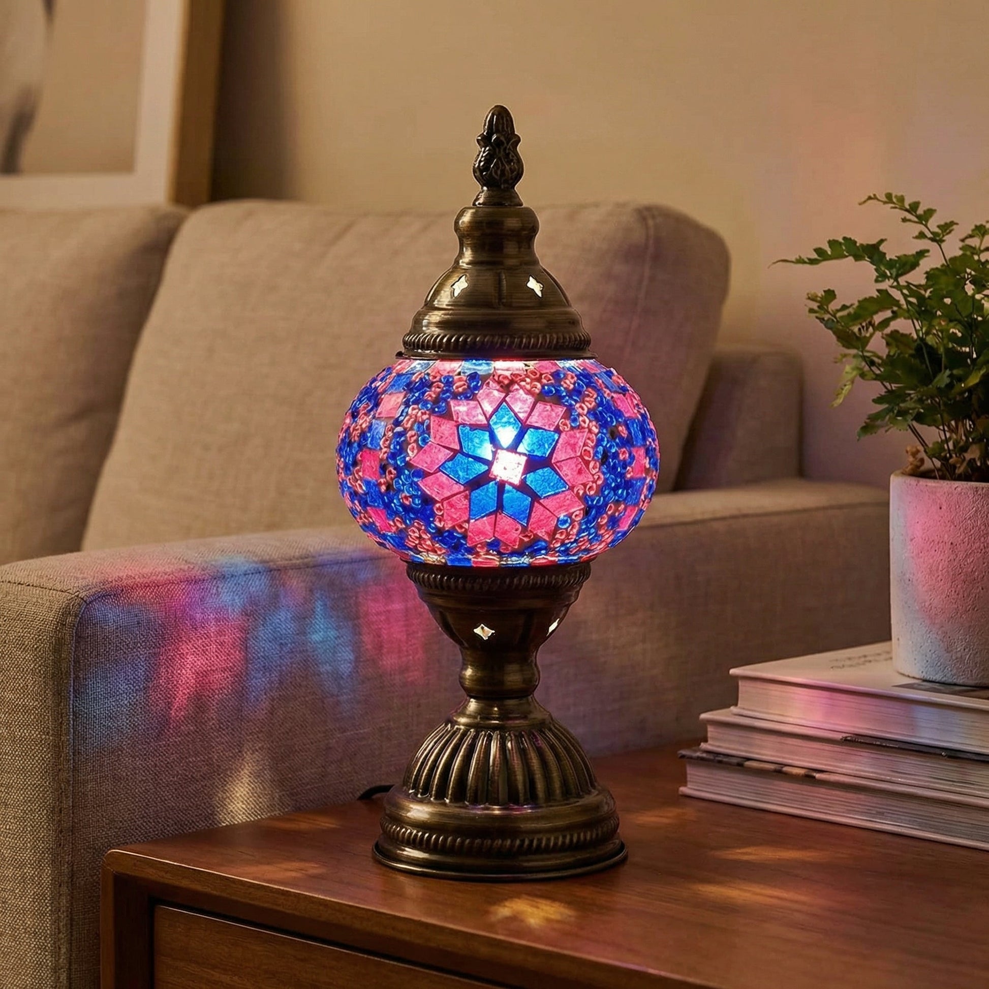 Vibrant Glass Mosaic Desk Lamp - Pexav