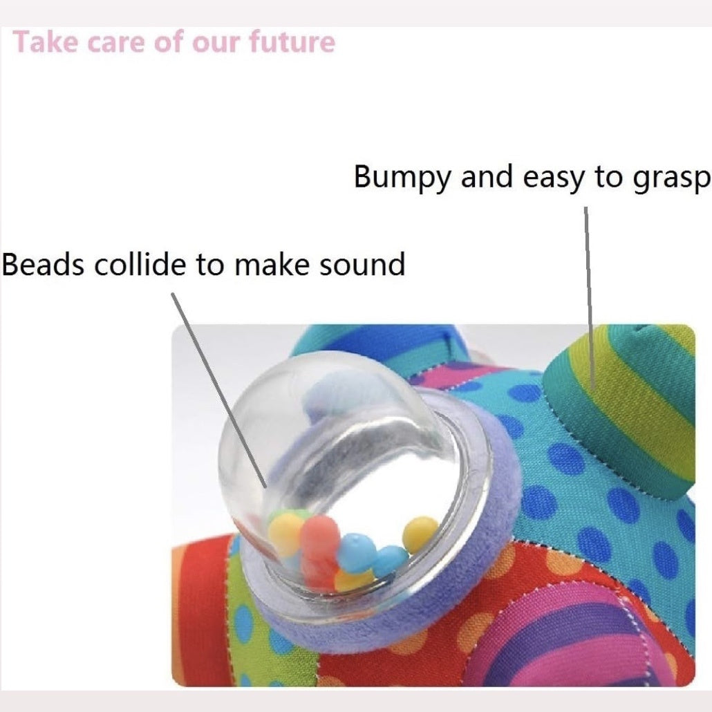 Colorful Musical Rattle with Soft Fabric and Beads That Make Sounds When Shaken for Tiny Explorers Aged 3+ Months