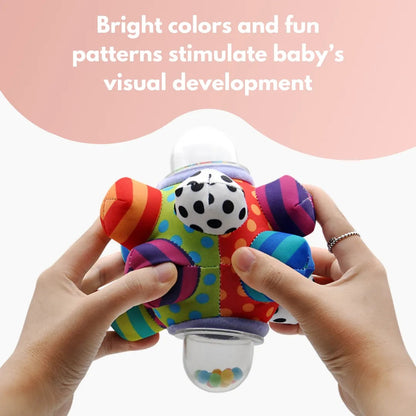 Colorful Musical Rattle with Soft Fabric and Beads That Make Sounds When Shaken for Tiny Explorers Aged 3+ Months