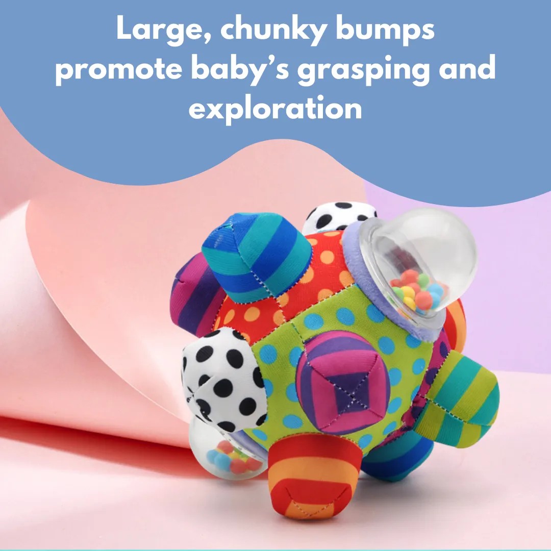 Colorful Musical Rattle with Soft Fabric and Beads That Make Sounds When Shaken for Tiny Explorers Aged 3+ Months