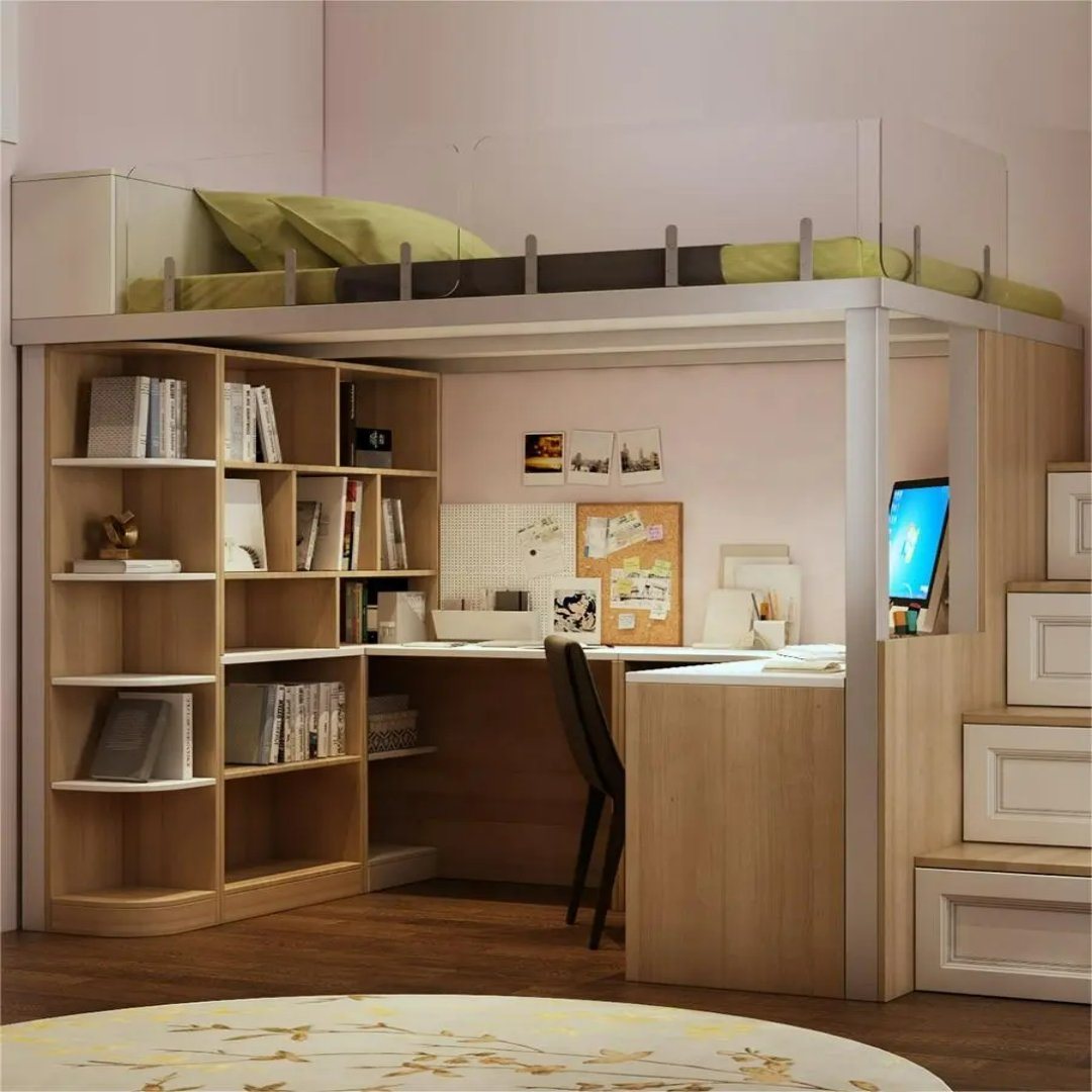 Compact Student Desk Bunk Bed - Pexav