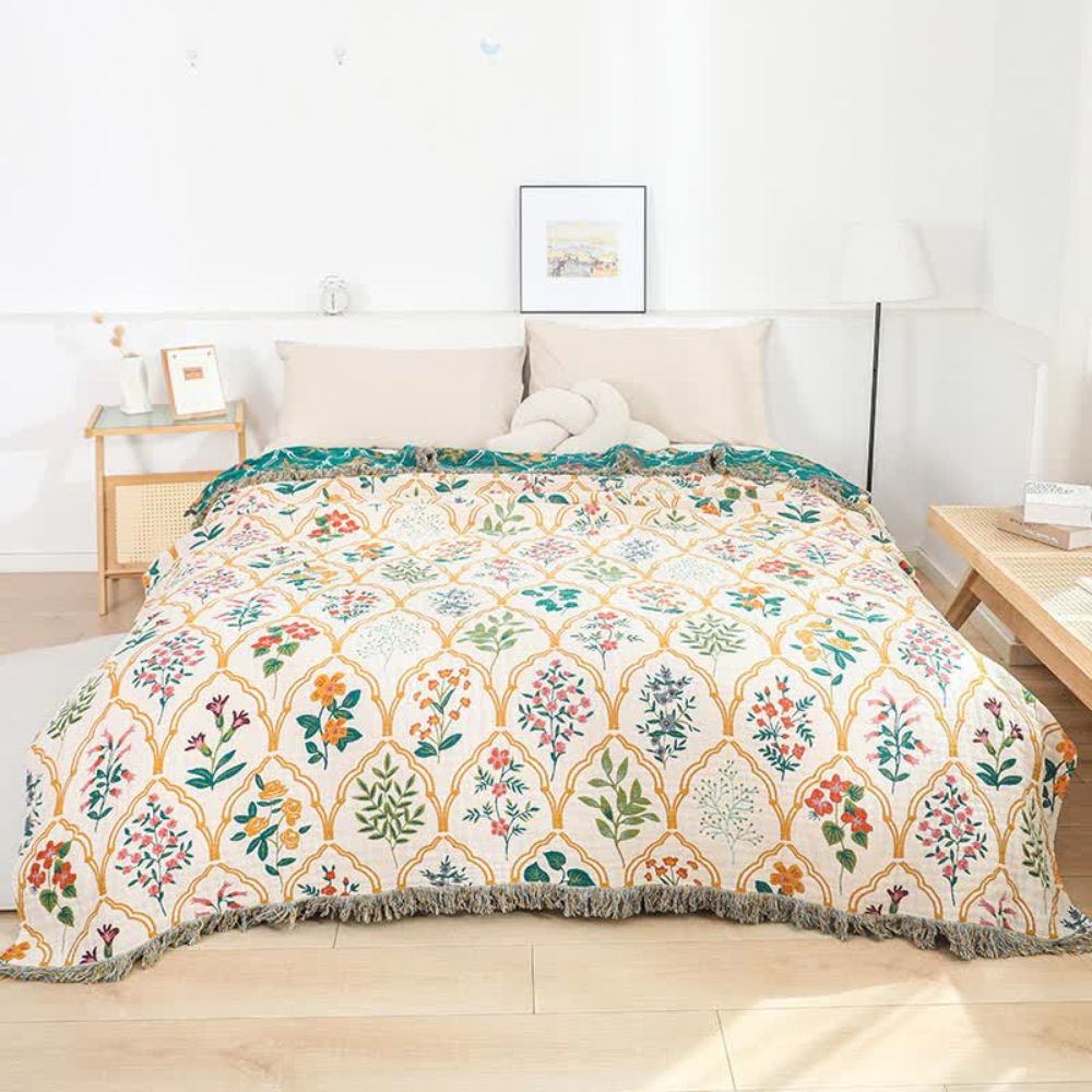 Soft Throw Blanket Reversible Floral Design - Pexav