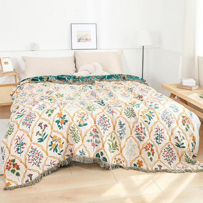 Soft Throw Blanket Reversible Floral Design