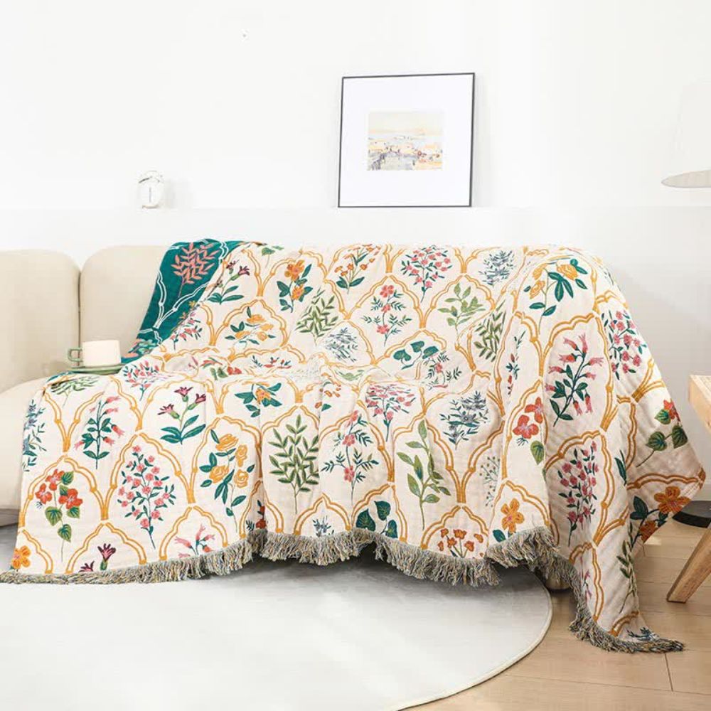 Soft Throw Blanket Reversible Floral Design