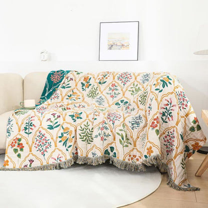 Soft Throw Blanket Reversible Floral Design