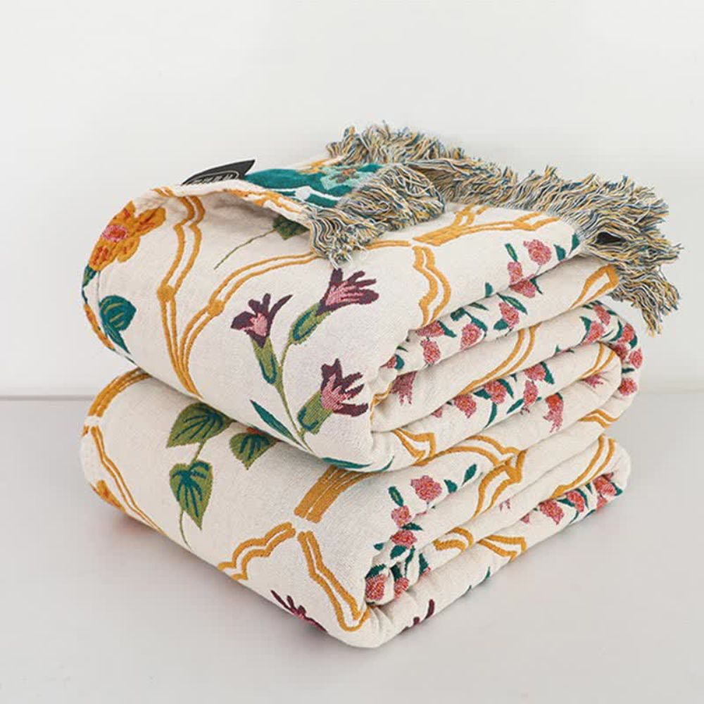 Soft Throw Blanket Reversible Floral Design