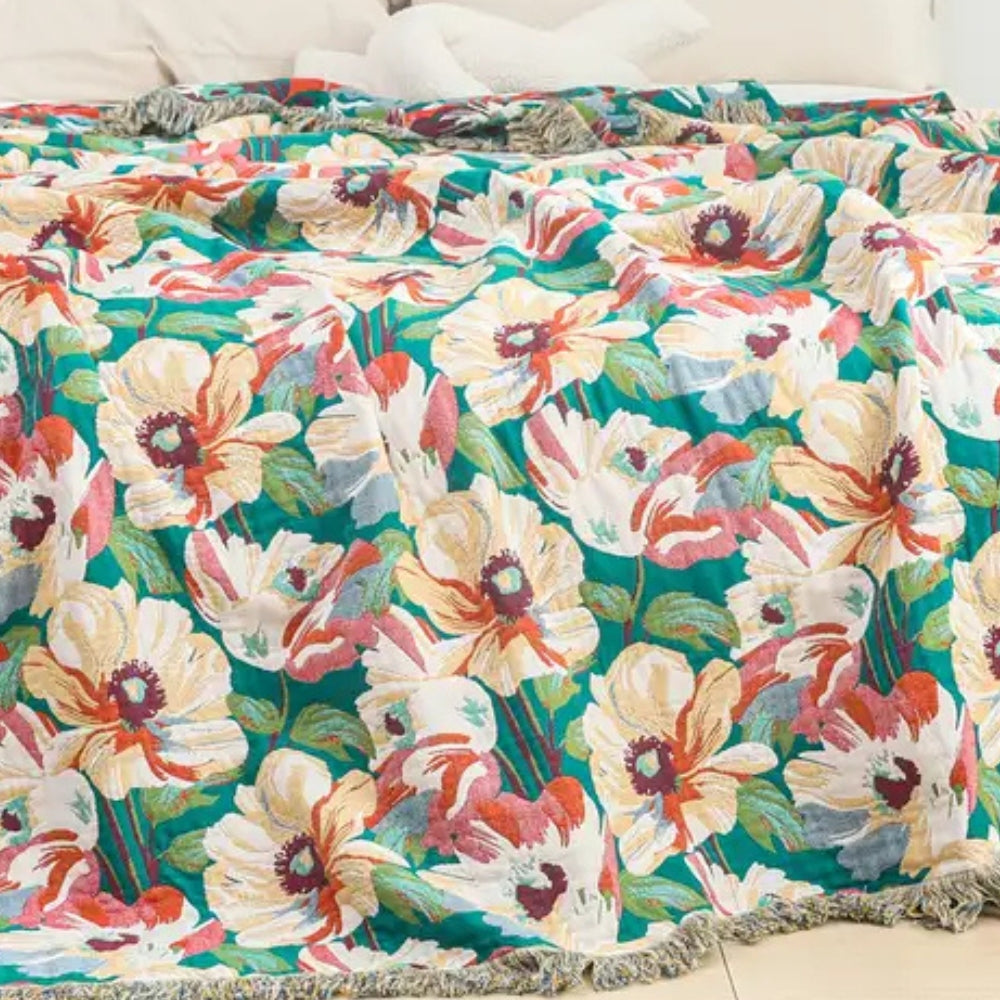 Soft Floral Throw Blanket Large Size