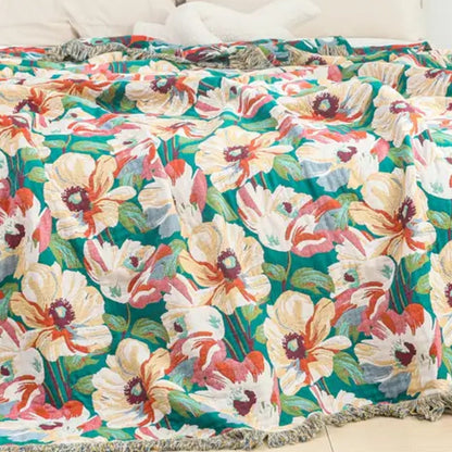Soft Floral Throw Blanket Large Size