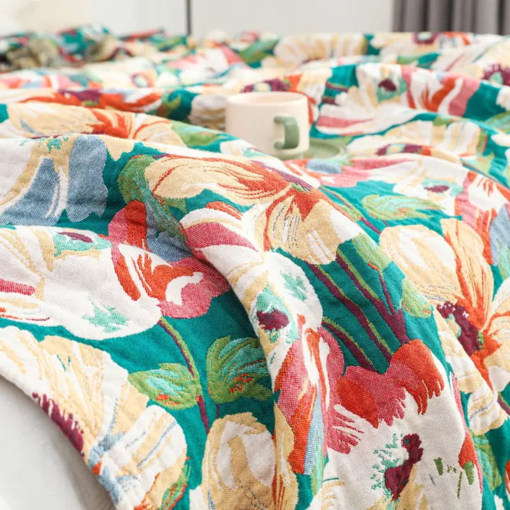 Soft Floral Throw Blanket Large Size