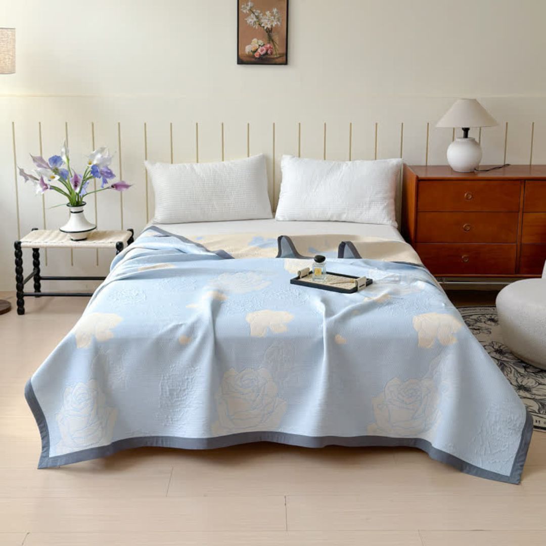 Soft Plush Throw Blanket Blue Floral Pattern - Pexav