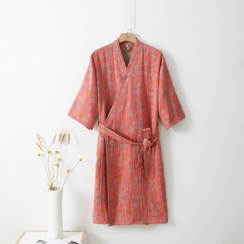 Soft Floral Plush Bathrobe, Cozy Double Layer Wrap - Pexav