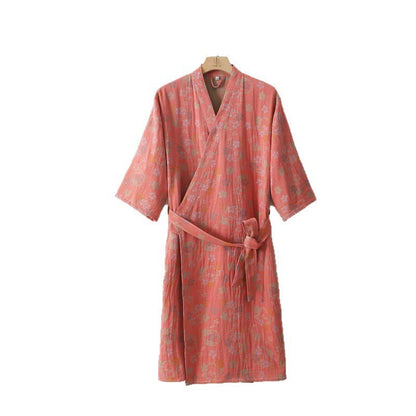 Soft Floral Plush Bathrobe, Cozy Double Layer Wrap
