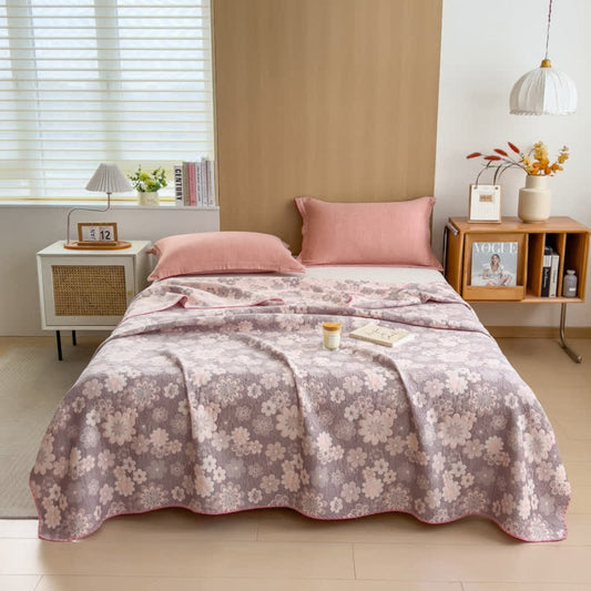 Soft Breathable Throw Blanket with Floral Pattern - Pexav
