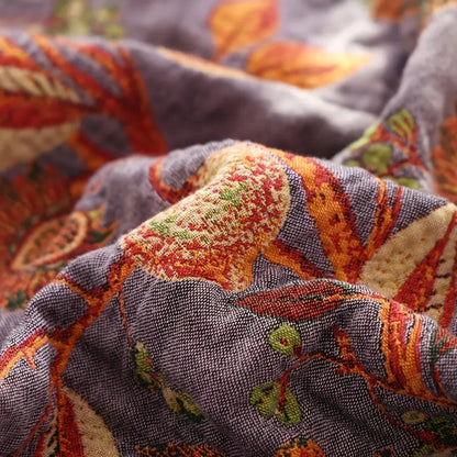 Soft Reversible Throw Blanket with Floral Pattern