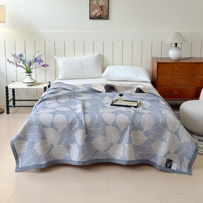 Soft 3 Layer Mulberry Leaf Pattern Blanket - Pexav