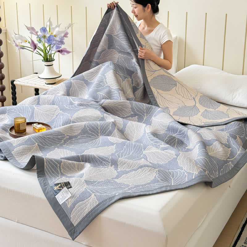 Soft 3 Layer Mulberry Leaf Pattern Blanket