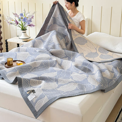 Soft 3 Layer Mulberry Leaf Pattern Blanket