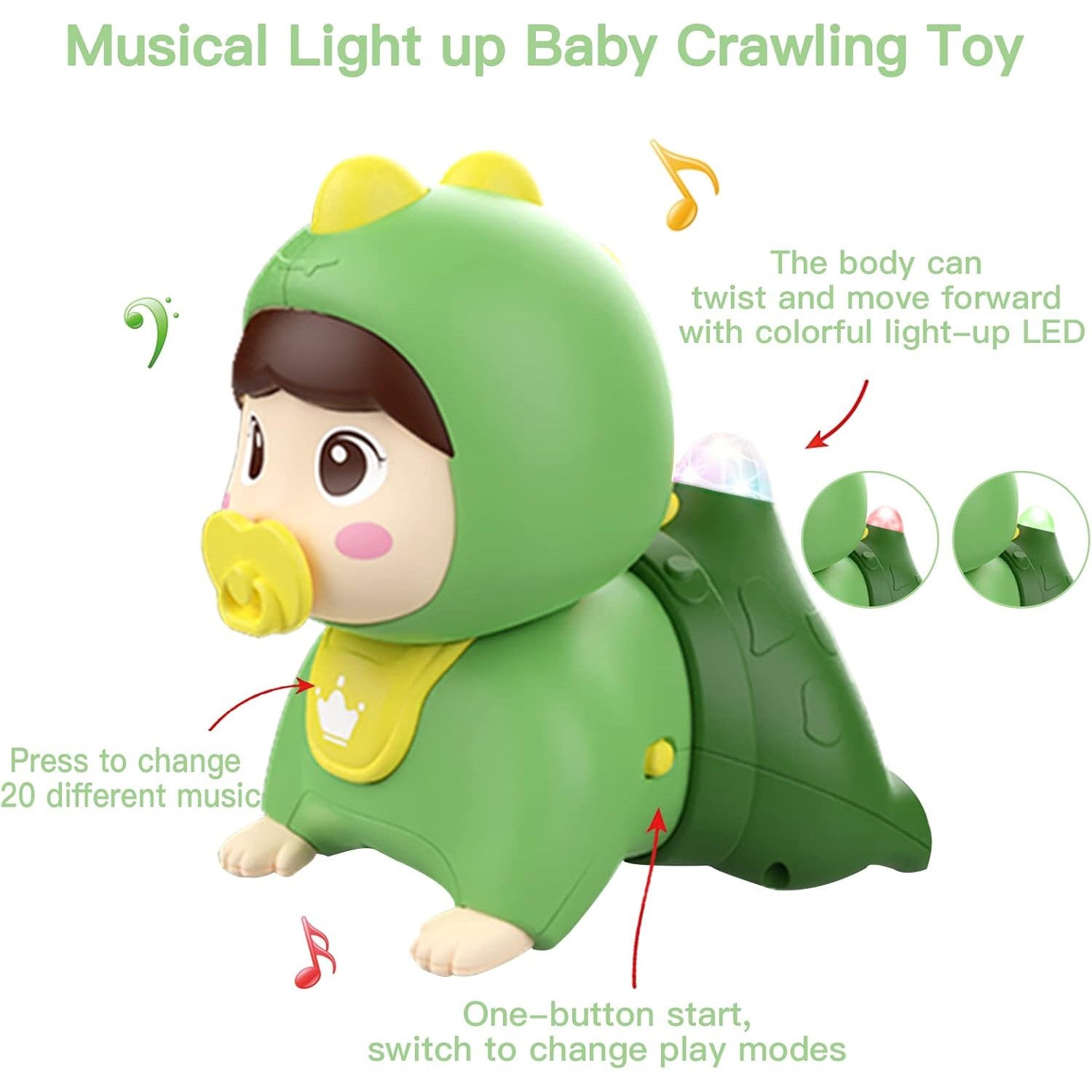 Crawling Baby Doll Toy with Music Light Interactive Educational Walking Dancing Sensory Toys Tummy Time Educational Toy For Toddlers