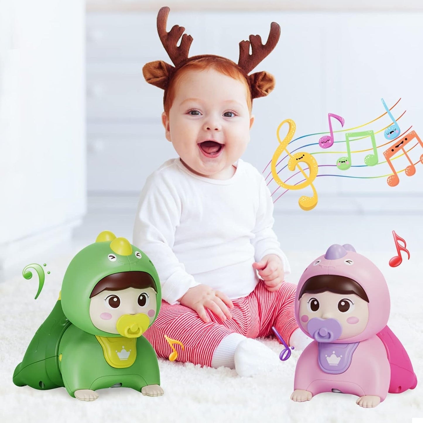 Crawling Baby Doll Toy with Music Light Interactive Educational Walking Dancing Sensory Toys Tummy Time Educational Toy For Toddlers
