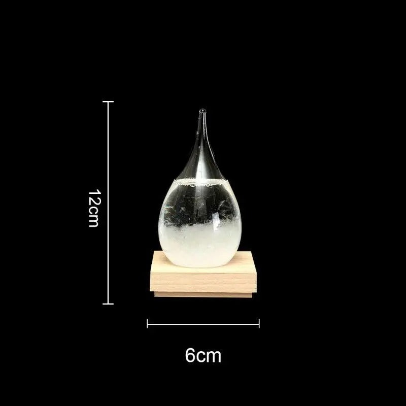 Unique Decorative Glass Weather Station with Wood Base