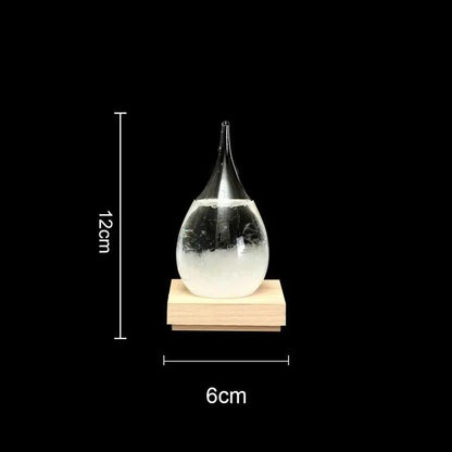 Unique Decorative Glass Weather Station with Wood Base
