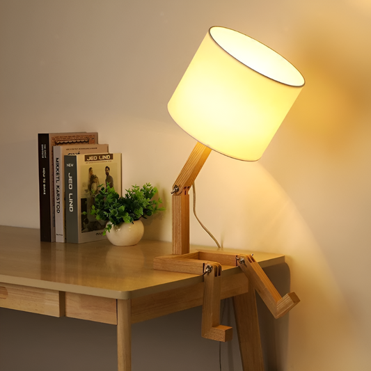 Unique Wooden Table Lamp - Adjustable Modern Desk Light - Pexav