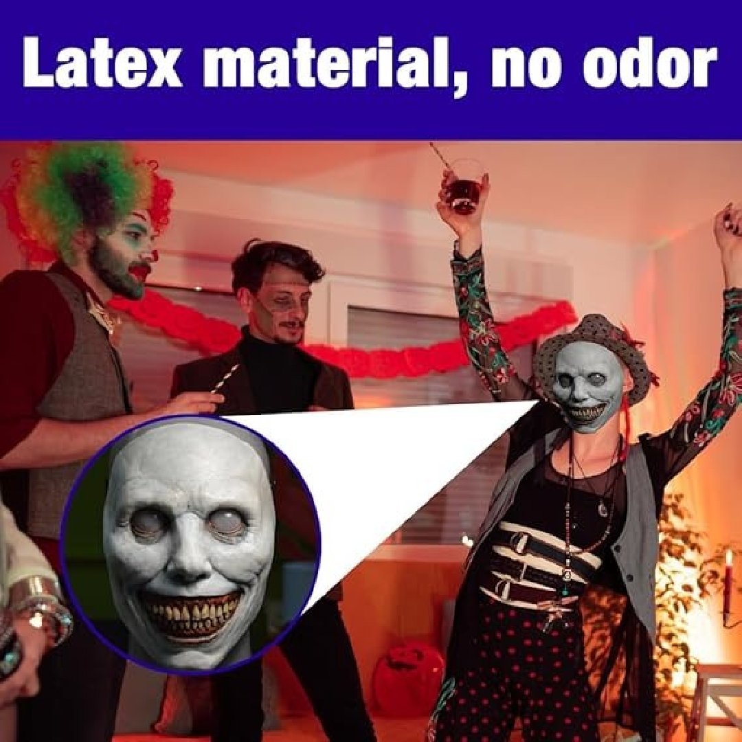 Creepy White-Eyed Demon Mask for Halloween, Safe Non-Toxic Material, Fits Most Adults