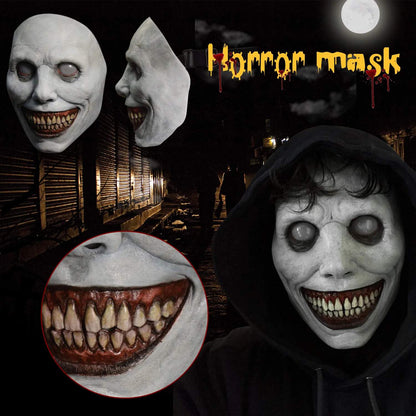Creepy White-Eyed Demon Mask for Halloween, Safe Non-Toxic Material, Fits Most Adults
